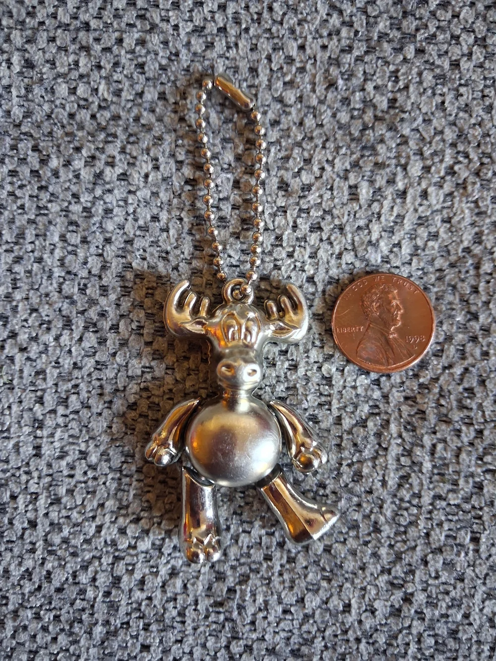 Silver Tone Moose Keychain Purse Charm - Cute Animal Accessory